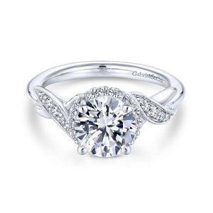 Gabriel Contemporary Collection White Gold Halo Engagement Ring (0.18 CTW)