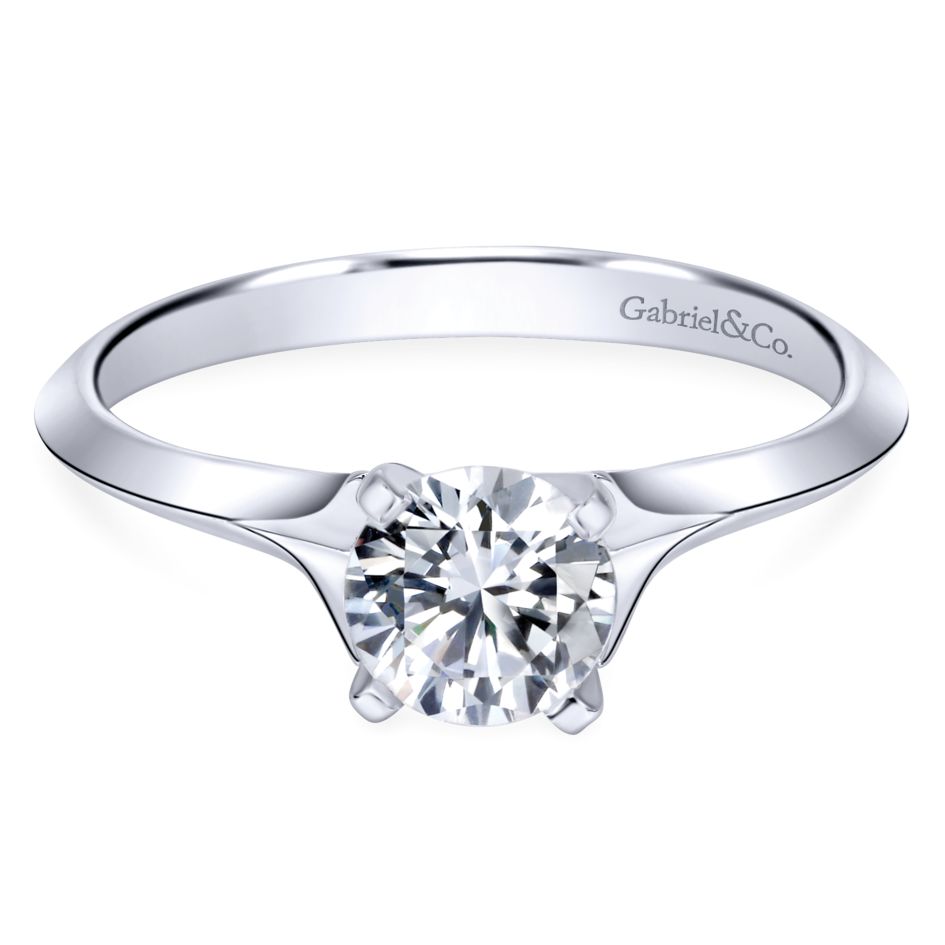 Gabriel Bridal Collection White Gold Solitaire Rounded Cathedral Engagement Ring
