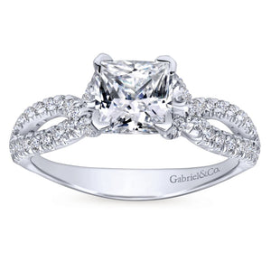 Gabriel Bridal Collection White Gold Diamond Princess Cut Criss Cross Engagement Ring (0.32 ctw)