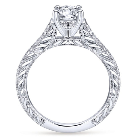 Gabriel Bridal Collection White Gold Diamond Straight Channel and Hand Cut Etched Engagement Ring (0.28 ctw)
