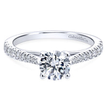Load image into Gallery viewer, Gabriel Bridal Collection White Gold Diamond Diamond Accent Straight Engagement Ring with Cathedral Setting (0.28 ctw)