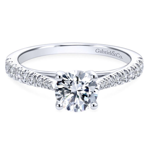 Gabriel Bridal Collection White Gold Diamond Diamond Accent Straight Engagement Ring with Cathedral Setting (0.28 ctw)