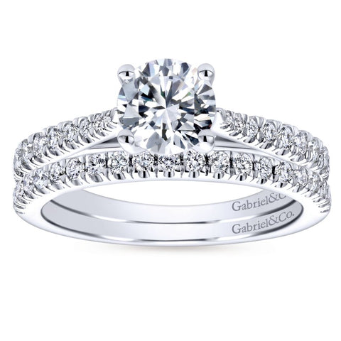 Gabriel Bridal Collection White Gold Diamond Diamond Accent Straight Engagement Ring with Cathedral Setting (0.28 ctw)