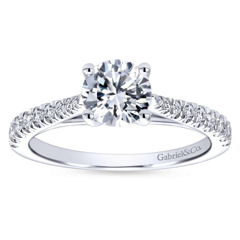 Gabriel Bridal Collection White Gold Diamond Diamond Accent Straight Engagement Ring with Cathedral Setting (0.28 ctw)