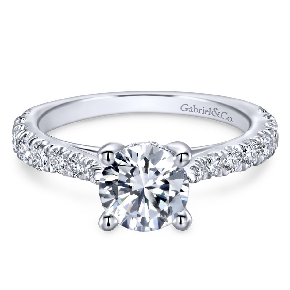 Gabriel Bridal Collection White Gold Diamond Diamond Accent Straight Engagement Ring with Four Prong Setting (0.56 ctw)