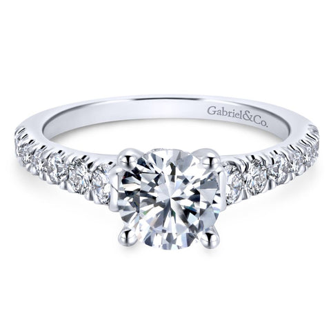 Gabriel Bridal Collection White Gold Diamond Diamond Accent Straight Engagement Ring with Cathedral Setting (0.57 ctw)