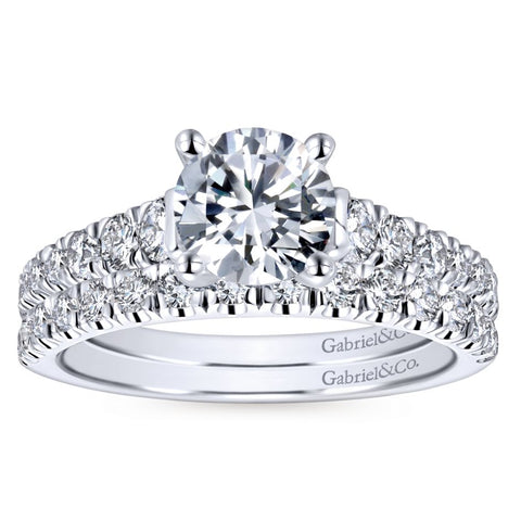 Gabriel Bridal Collection White Gold Diamond Diamond Accent Straight Engagement Ring with Cathedral Setting (0.57 ctw)