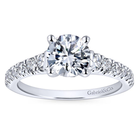 Gabriel Bridal Collection White Gold Diamond Diamond Accent Straight Engagement Ring with Cathedral Setting (0.57 ctw)