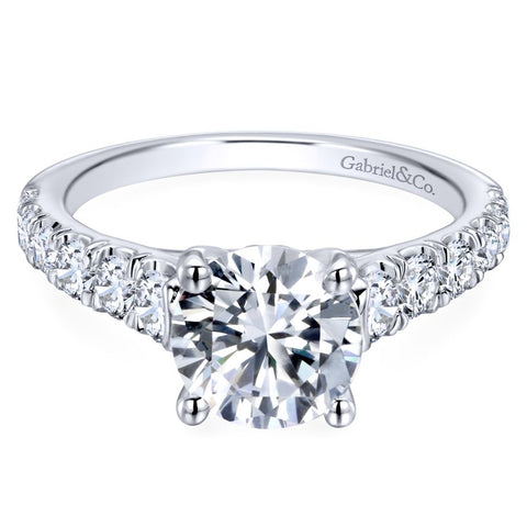 Gabriel Bridal Collection White Gold Diamond Straight Four Prong Setting Engagement Ring (0.81 ctw)