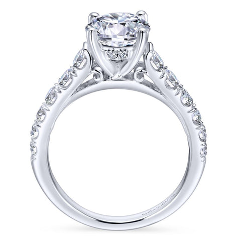 Gabriel Bridal Collection White Gold Diamond Straight Four Prong Setting Engagement Ring (0.81 ctw)