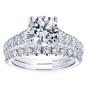 Gabriel Bridal Collection White Gold Diamond Straight Four Prong Setting Engagement Ring (0.81 ctw)