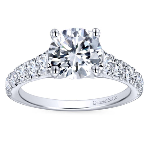 Gabriel Bridal Collection White Gold Diamond Straight Four Prong Setting Engagement Ring (0.81 ctw)