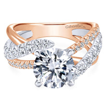 Load image into Gallery viewer, Gabriel Bridal Collection White and Pink Gold Free Form Engagement Ring (0.79 ctw)
