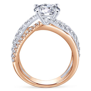 Gabriel Bridal Collection White and Pink Gold Free Form Engagement Ring (0.79 ctw)