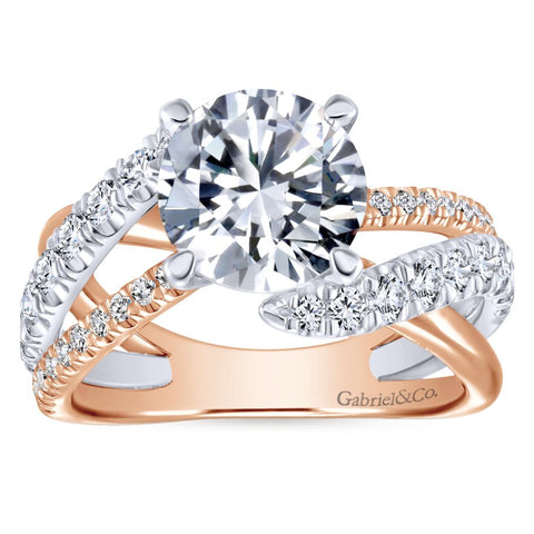 Gabriel Bridal Collection White and Pink Gold Free Form Engagement Ring (0.79 ctw)