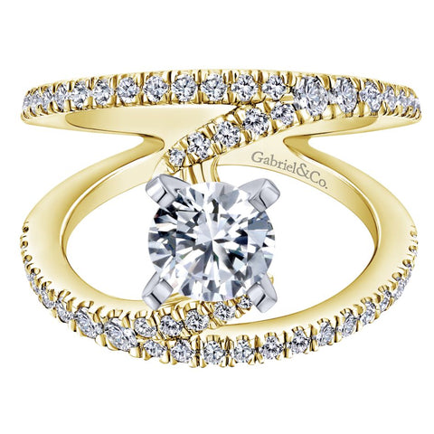 Gabriel Bridal Collection Yellow Gold Split Shank Engagement Ring (0.68 ctw)