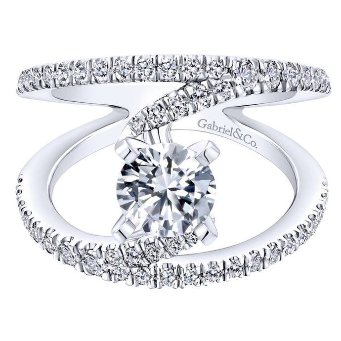 Gabriel Bridal Collection White Gold Diamond French Diamond Accent Split Shank Renewal Engagement Ring (0.68 ctw)