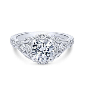Gabriel Victorian Collection White Gold Halo Engagement Ring (0.37 CTW