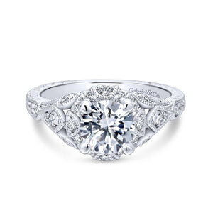 Gabriel Victorian Collection White Gold Halo Engagement Ring (0.37 CTW)