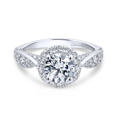Gabriel Entwined Collection White Gold Halo Engagement Ring (0.86 CTW)