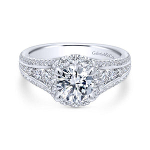 Gabriel Entwined Collection White Gold Halo Engagement Ring (1.17 CTW)
