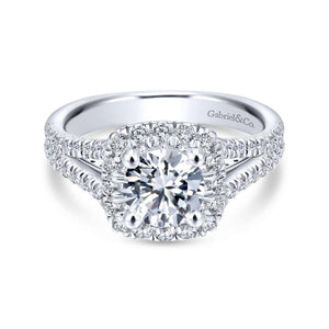 Gabriel Entwined Collection White Gold Halo Engagement Ring (0.81 CTW)
