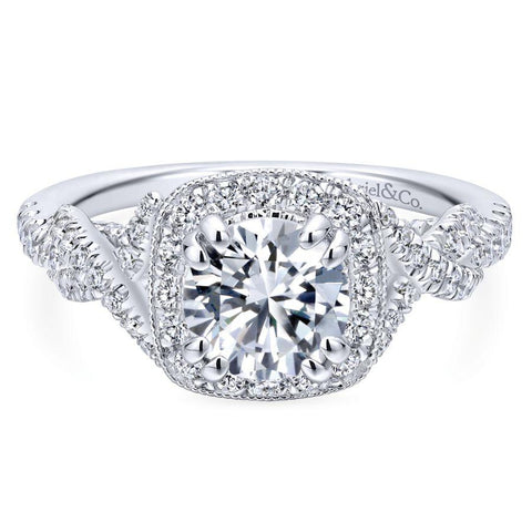 Gabriel Entwined Collection White Gold Halo Engagement Ring (0.72 CTW)