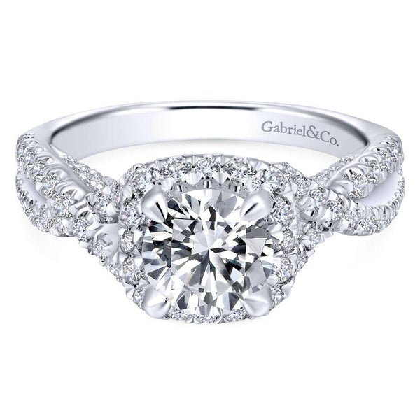 Gabriel Entwined Collection White Gold Halo Engagement Ring (0.85 CTW)