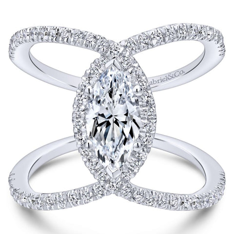 Gabriel Bridal Collection White Gold Halo Engagement Ring (0.5 ctw)