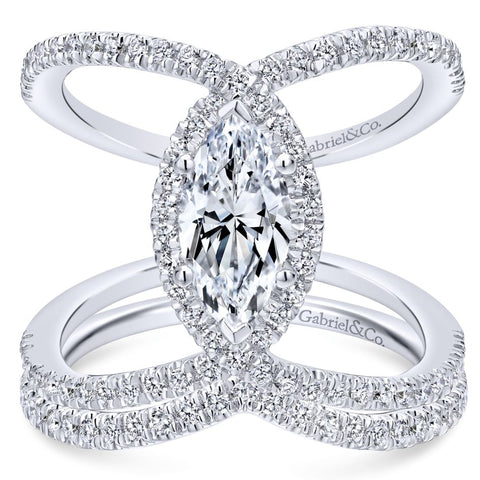 Gabriel Bridal Collection White Gold Halo Engagement Ring (0.5 ctw)