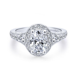 Gabriel Victorian Collection White Gold Halo Engagement Ring (0.64 CTW)