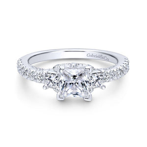 Gabriel Entwined Collection White Gold 3-Stone Engagement Ring (0.86 CTW)
