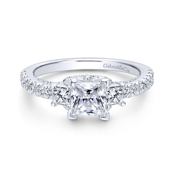 Gabriel Entwined Collection White Gold 3-Stone Engagement Ring (0.86 CTW)