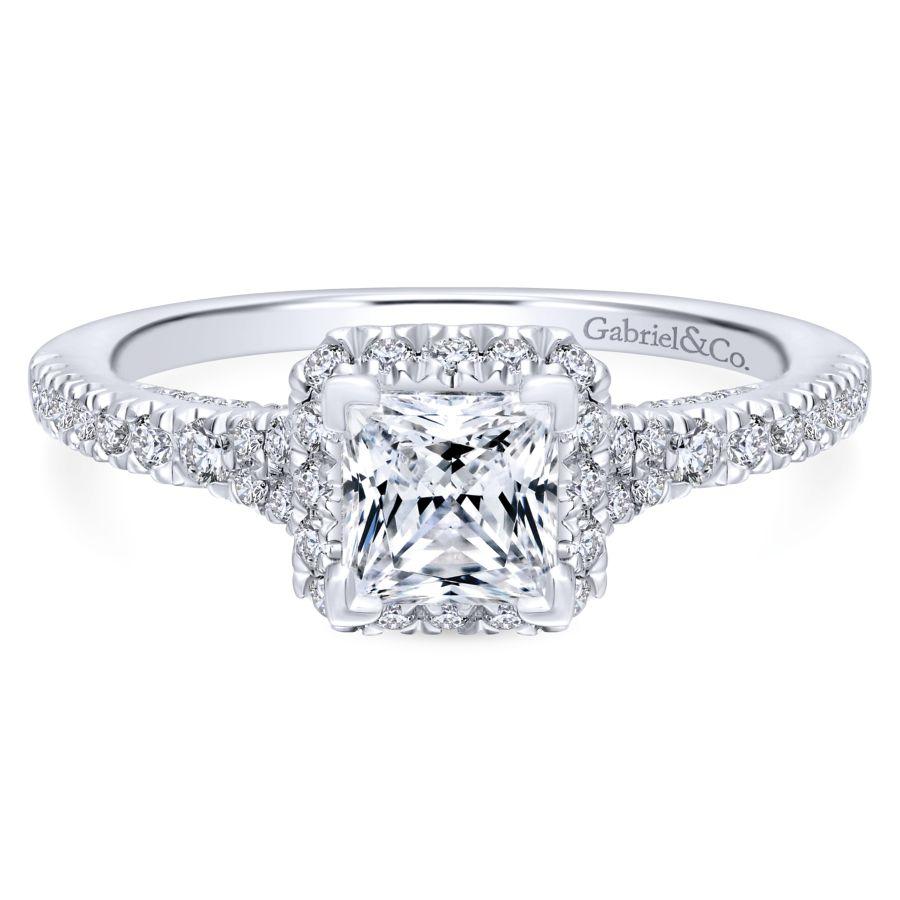 Gabriel Entwined Collection White Gold Halo Engagement Ring (0.53 CTW)