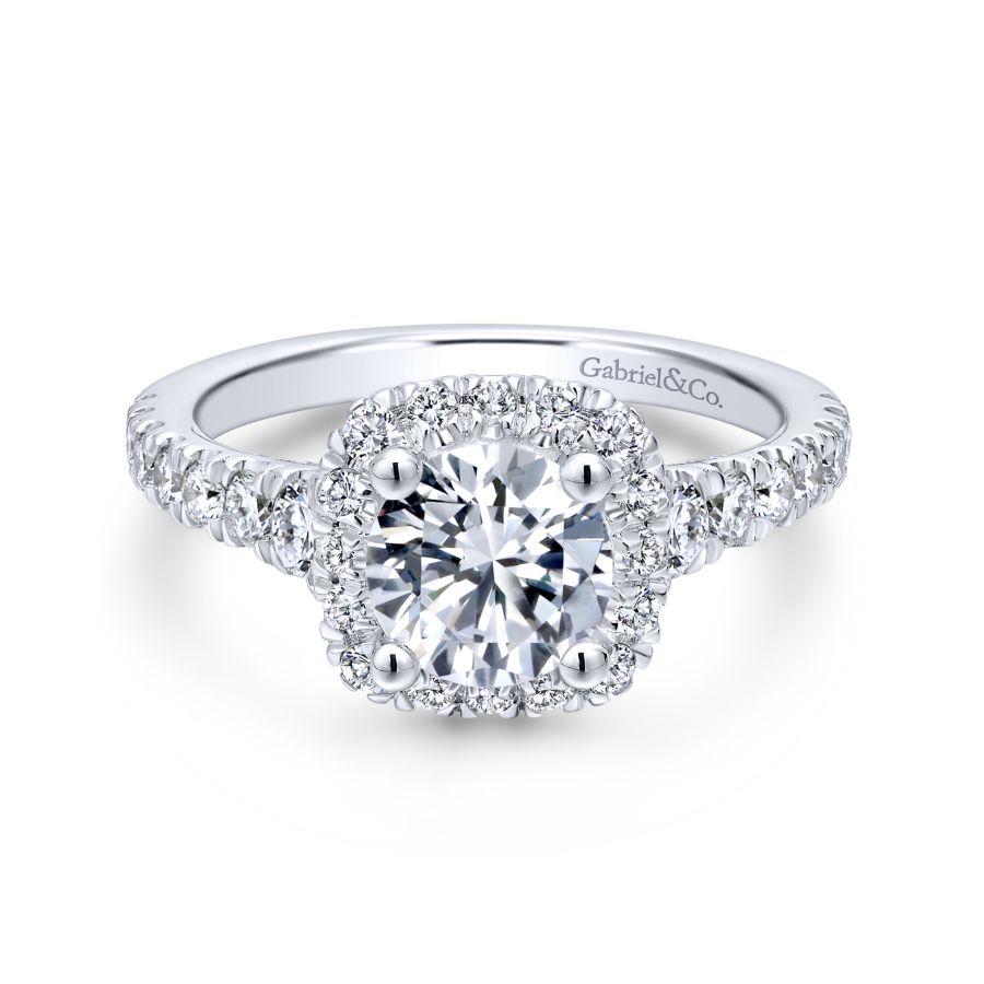 Gabriel Entwined Collection White Gold Halo Engagement Ring (0.87 CTW)