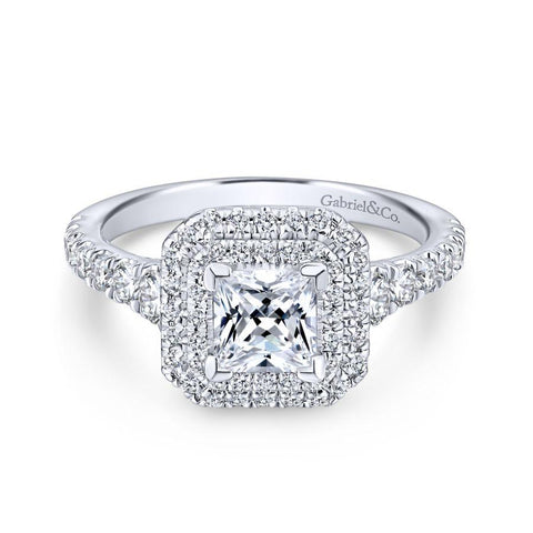 Gabriel Entwined Collection White Gold Double Halo Engagement Ring (0.9 CTW)