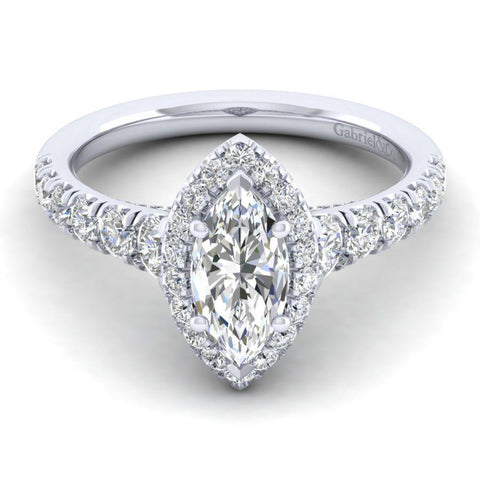 Gabriel Entwined Collection White Gold Halo Engagement Ring (0.96 CTW)