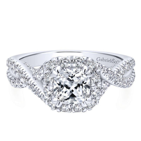 Gabriel Entwined Collection White Gold Halo Engagement Ring (0.94 CTW)