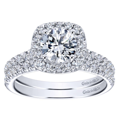 Gabriel Bridal Collection White Gold Halo Engagement Ring (0.42 ctw)