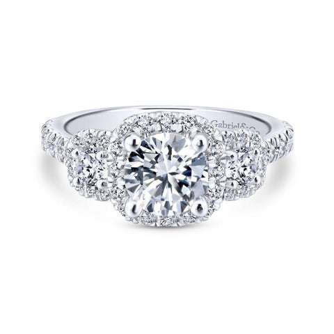 Gabriel Entwined Collection White Gold Halo Engagement Ring (1 CTW)