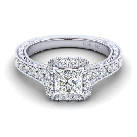 Gabriel Blush Collection White Gold Halo Engagement Ring (0.82 CTW)