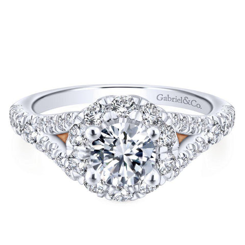 Gabriel Blush Collection White Gold Halo Engagement Ring (0.97 CTW)
