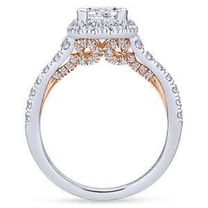 Gabriel Bridal Collection White Gold Halo Engagement Ring with Rose Gold Accents (0.76 ctw)