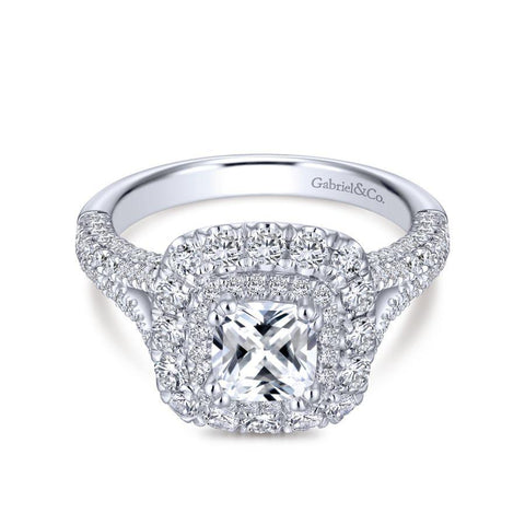 Gabriel Rosette Collection White Gold Double Halo Engagement Ring (1.22 CTW)