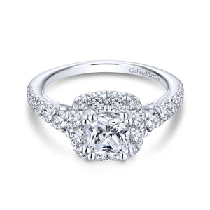 Gabriel Contemporary Collection White Gold Halo Engagement Ring (0.87 CTW)