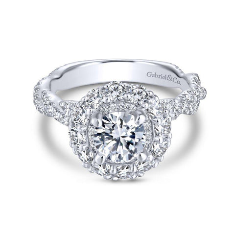 Gabriel Embrace Collection White Gold Double Halo Engagement Ring (1.19 CTW)