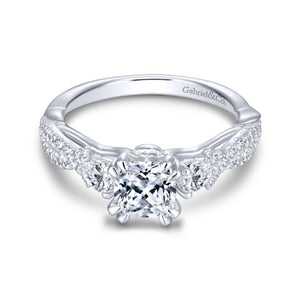 Gabriel Contemporary Collection White Gold 3-Stone Engagement Ring (0.41 CTW)