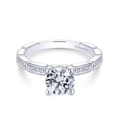 Gabriel Victorian Collection White Gold Straight Engagement Ring (0.21 CTW)