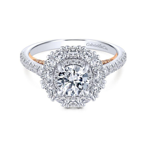 Gabriel Embrace Collection White Gold Double Halo Engagement Ring (1.18 CTW)