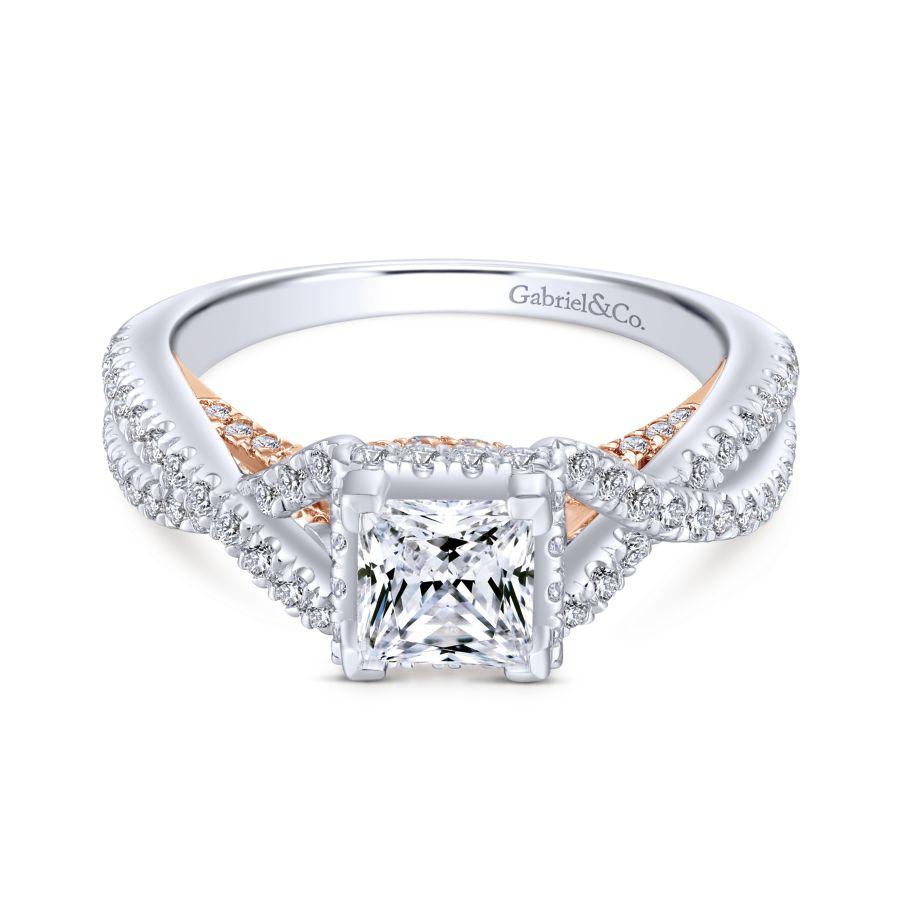 14K White Gold Twisted Engagement Ring